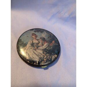 Vintage Victorian Courting Couple Compact Mirror With Double-Sided Functionality